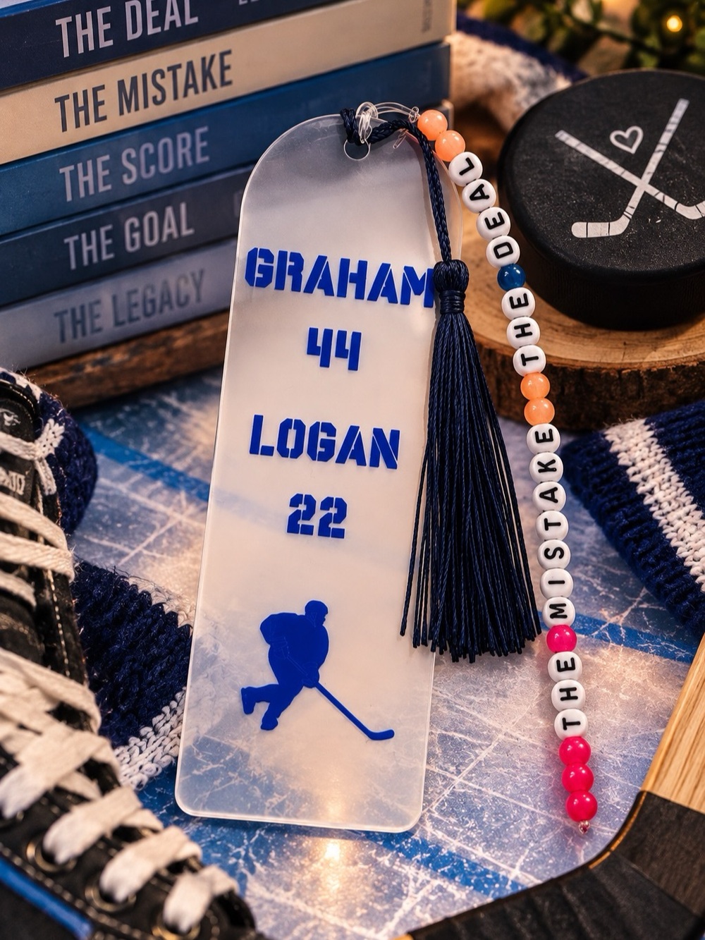 Hockey romance fandom vibes handcrafted bookmark🏒⛸️🥅❤️